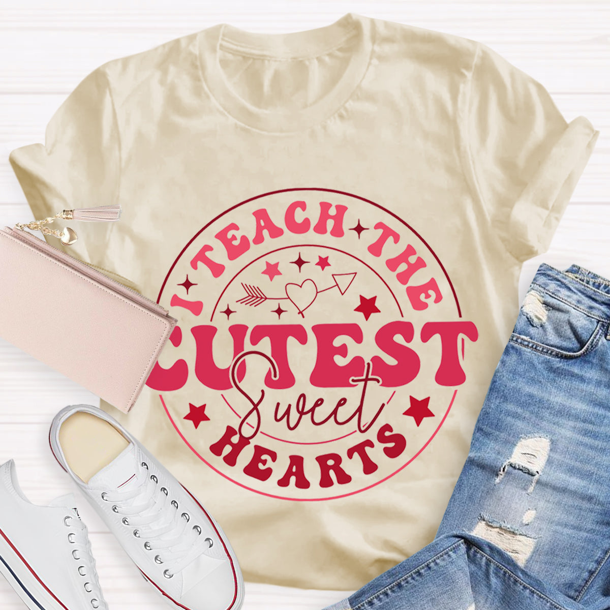 I Teach The Cutest Sweat Heart Teacher T-Shirt