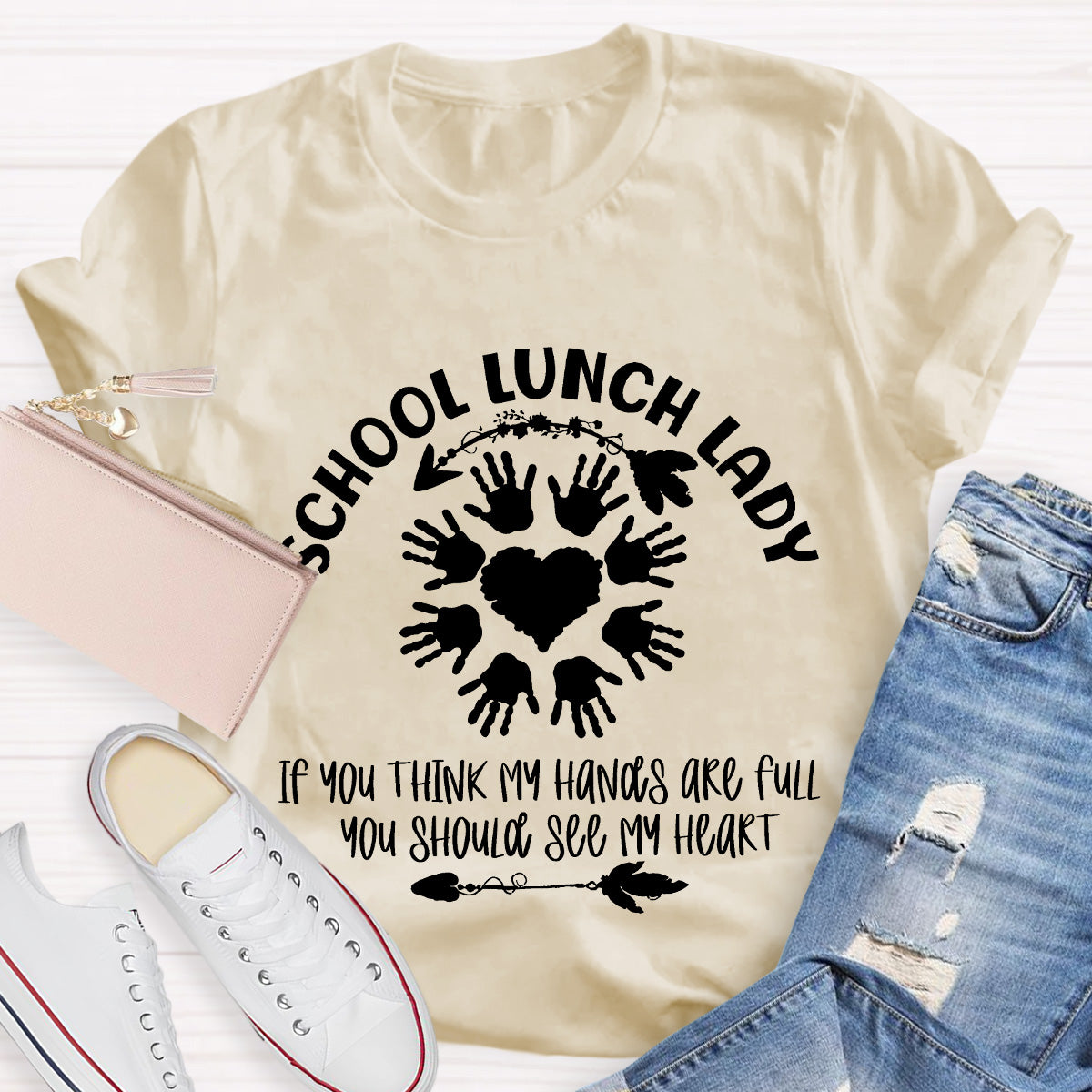 School Lunch Lady See My Heart Teacher T-Shirt