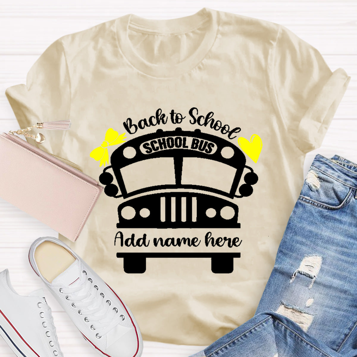 Personalized Name Back To School Shool Bus T-Shirt