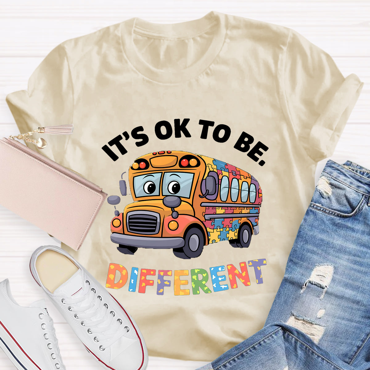 It's OK To Be Different School Bus Teacher T-Shirt