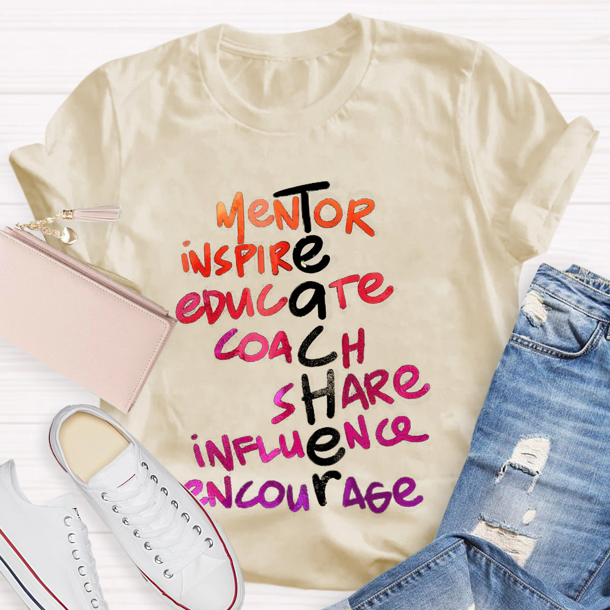 Golden Letters Mentor Teacher T-Shirt