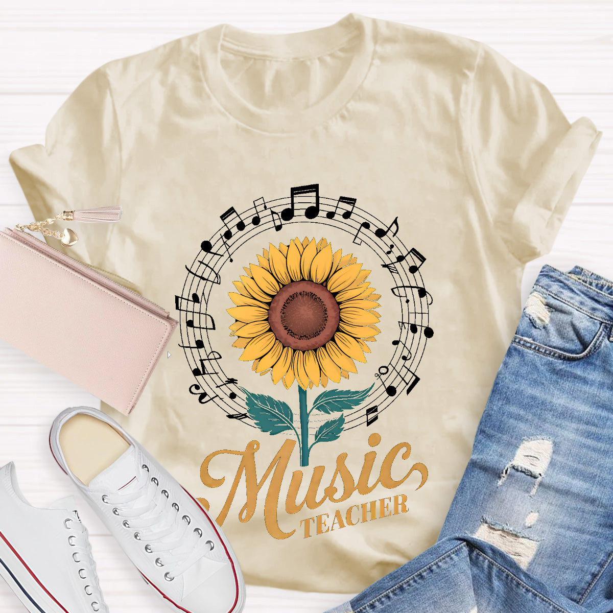Music Teacher Sunflower Teacher T-Shirt