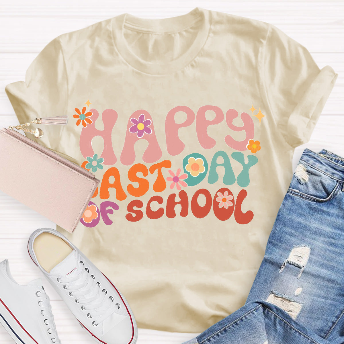Happy Last Day Of School Flower Teacher T-Shirt