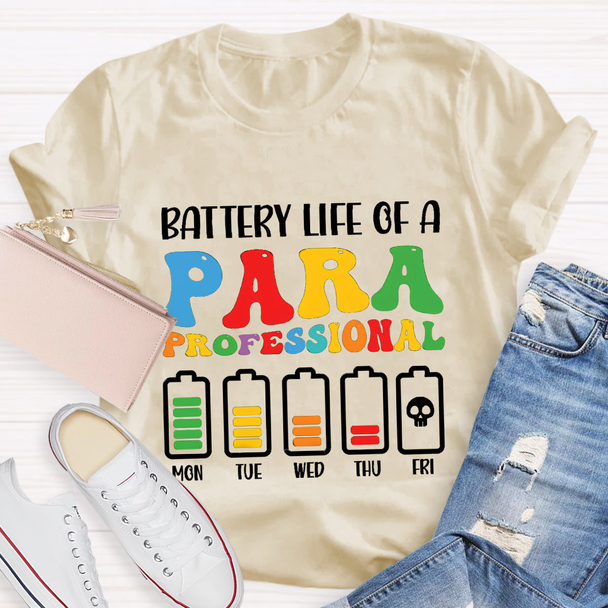 Battery Life of Paraprofessional Teacher T-Shirt