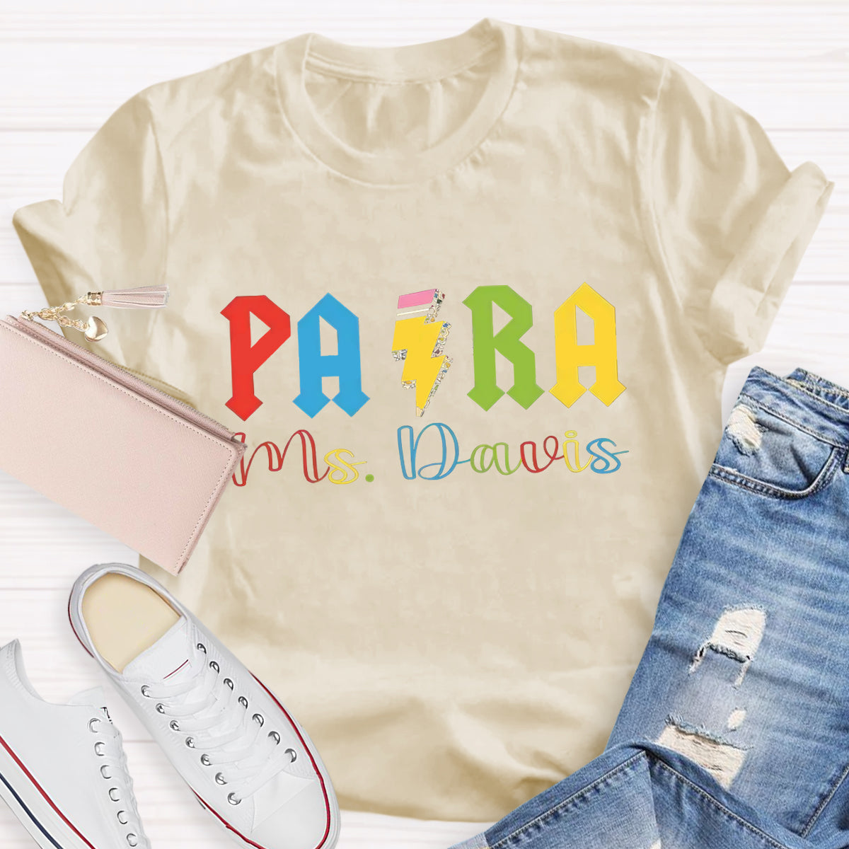 Personalized Para Teacher Name Pencil T-Shirt