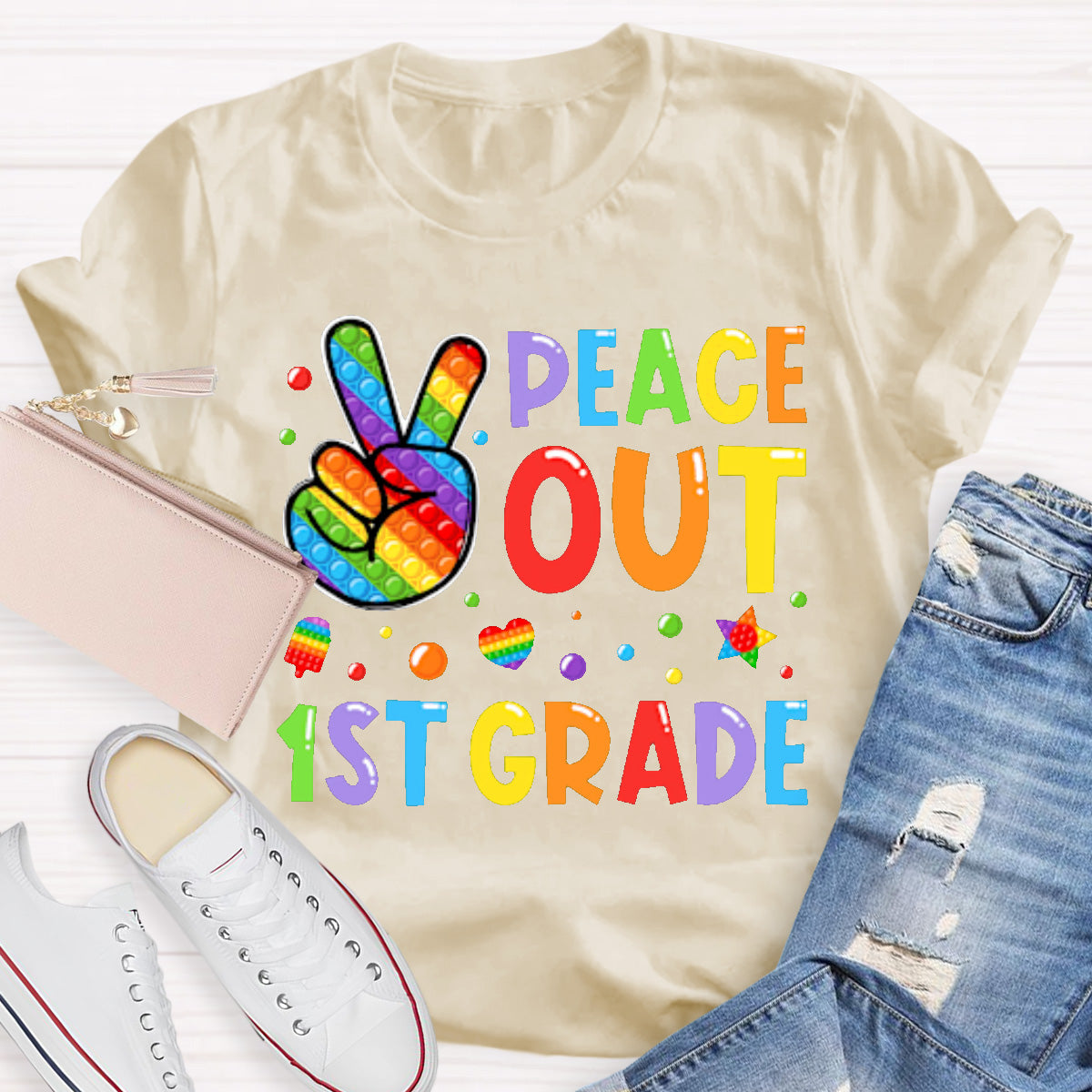 Personalized Grade Peace Out Teacher T-Shirt
