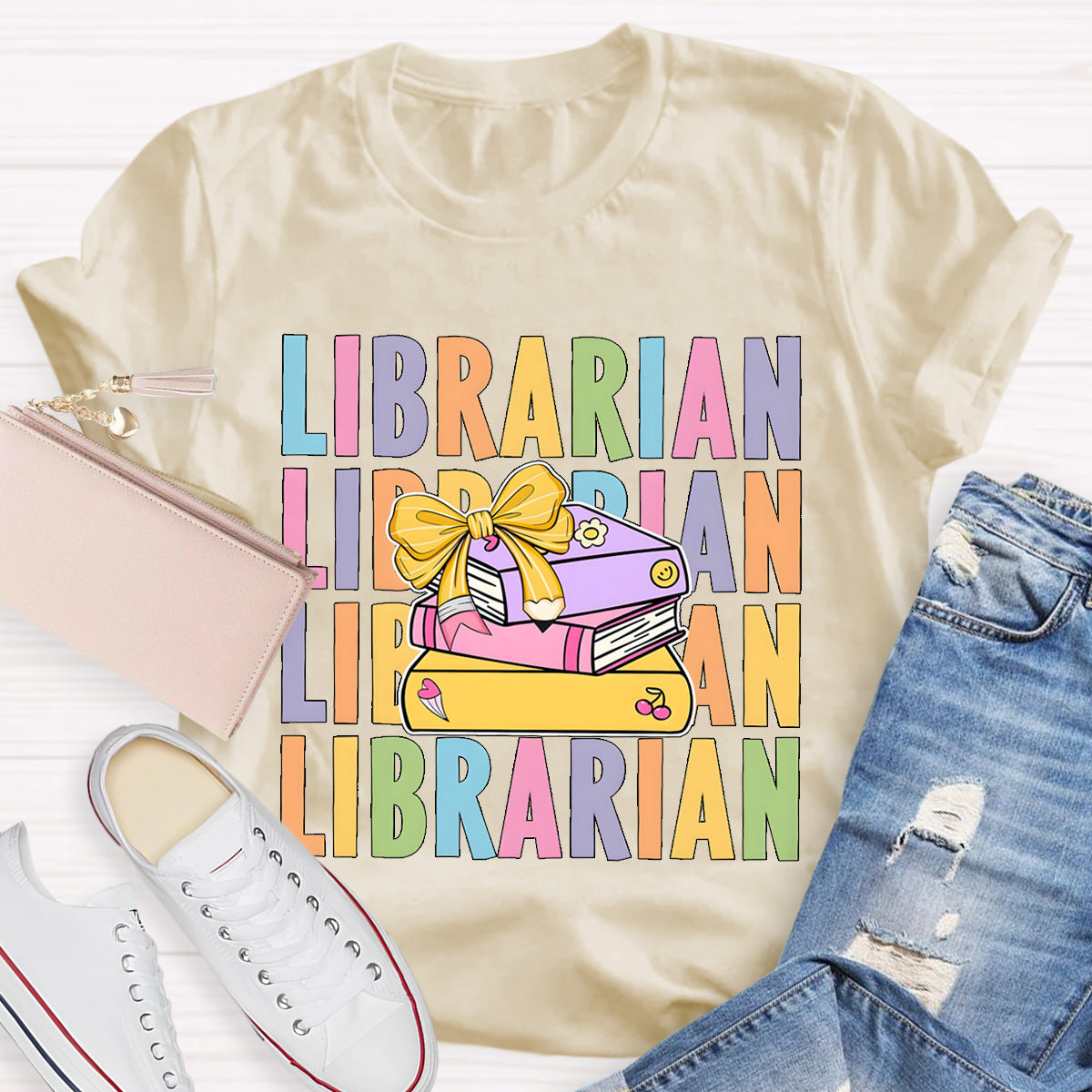 School Librarian With Books T-Shirt