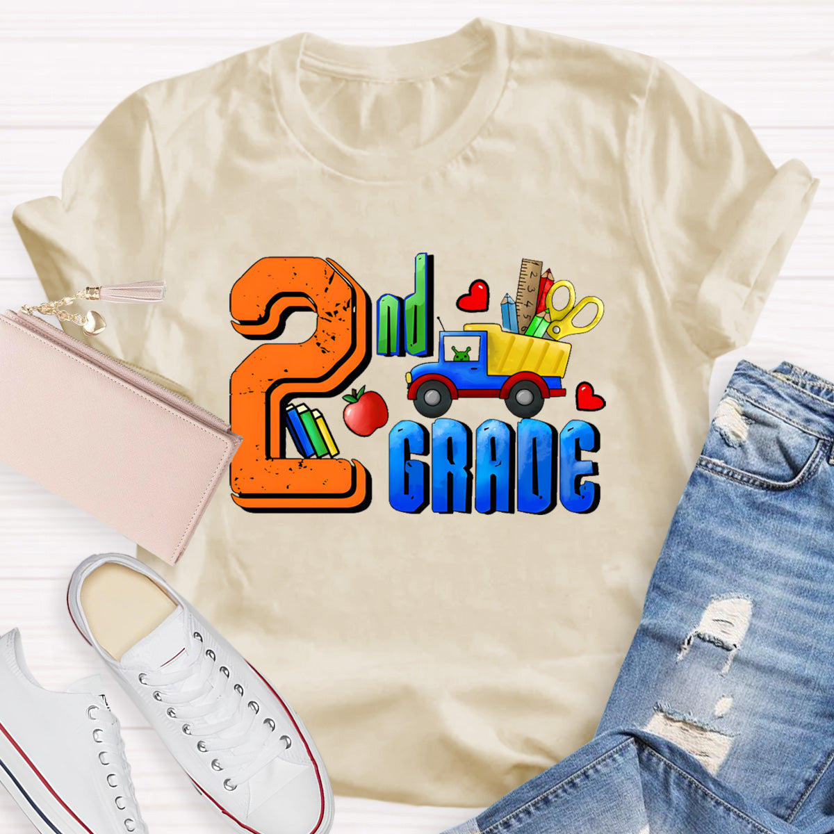 Personalized Grade Truck With Teacher's Tool  2nd Grade Teacher T-Shirt