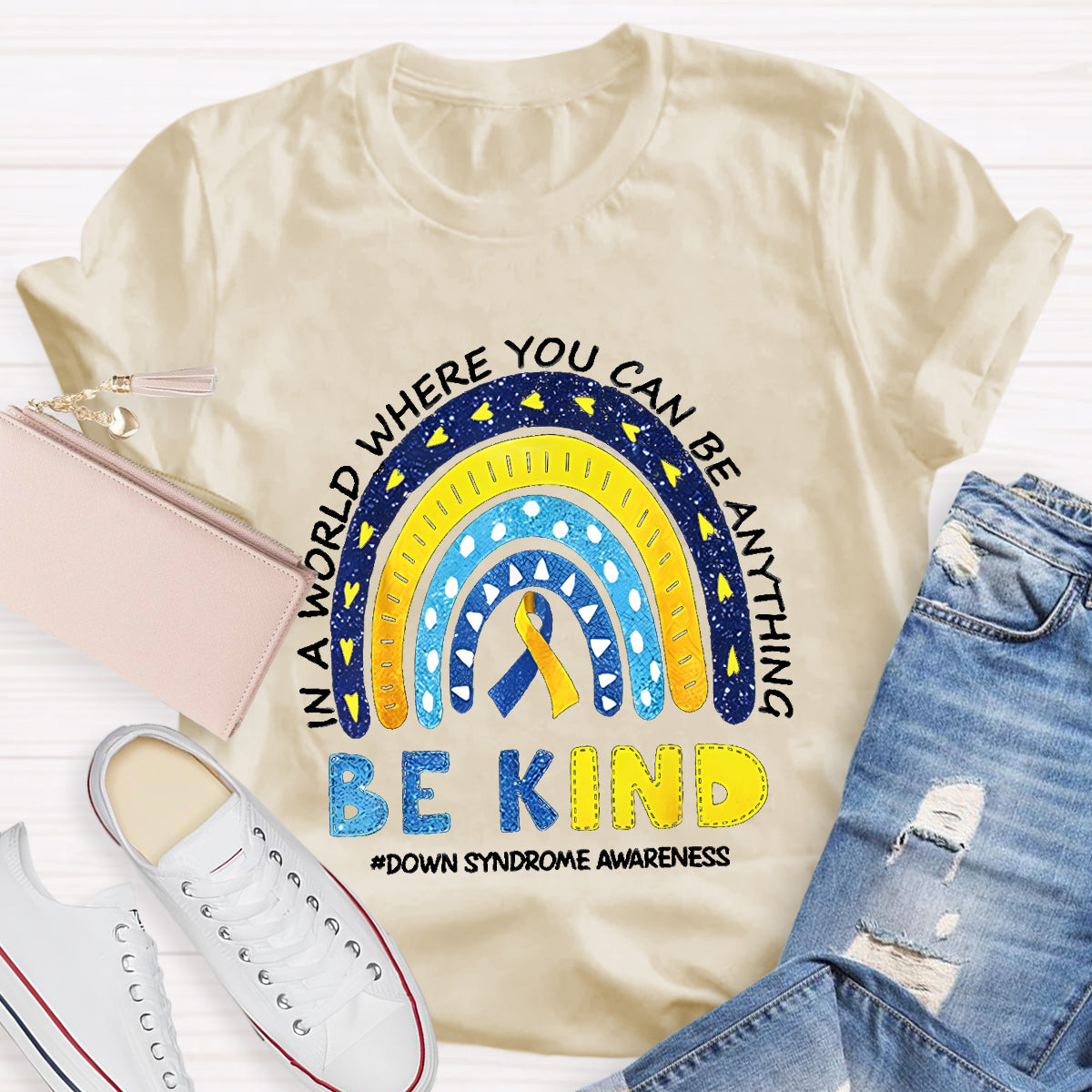 Be Kind Down Syndrome Awareness Heart T-Shirt