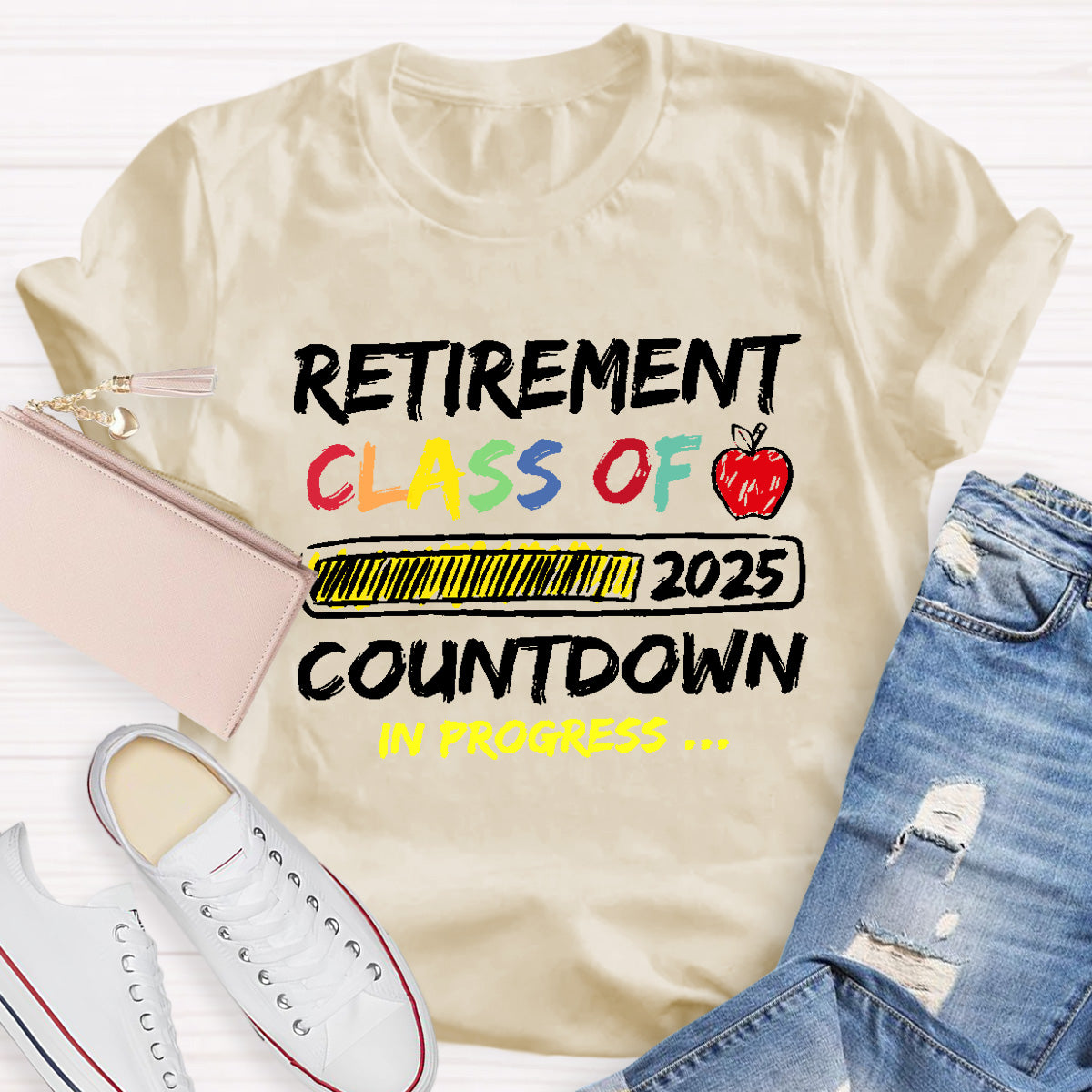 Personalized Retirement Year Class Countdown In Progress Teacher T-Shirt