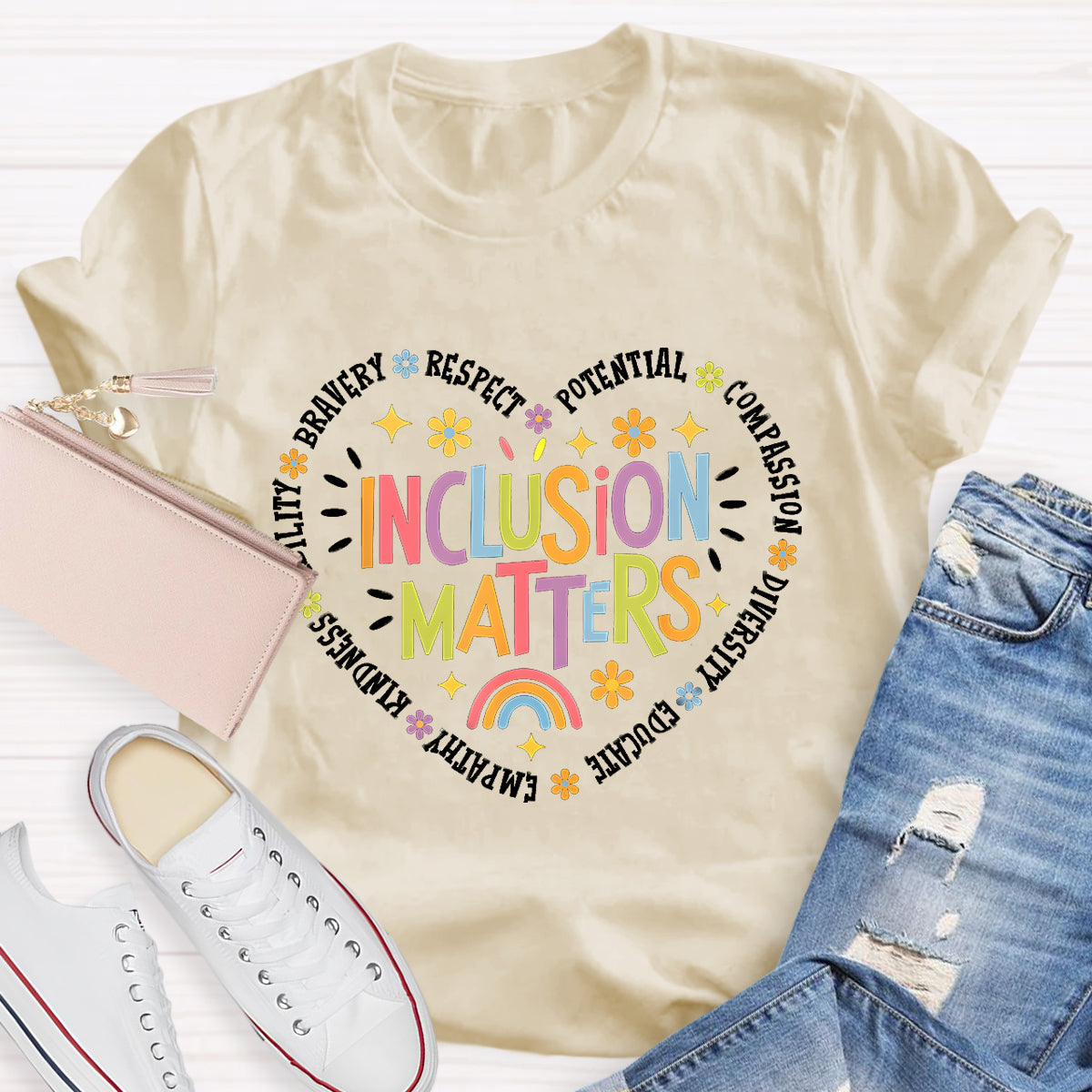 Inclusion Matters Heart Teacher T-Shirt