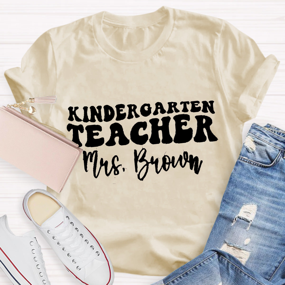 Personalized Name Kindergarten Teacher T-Shirt