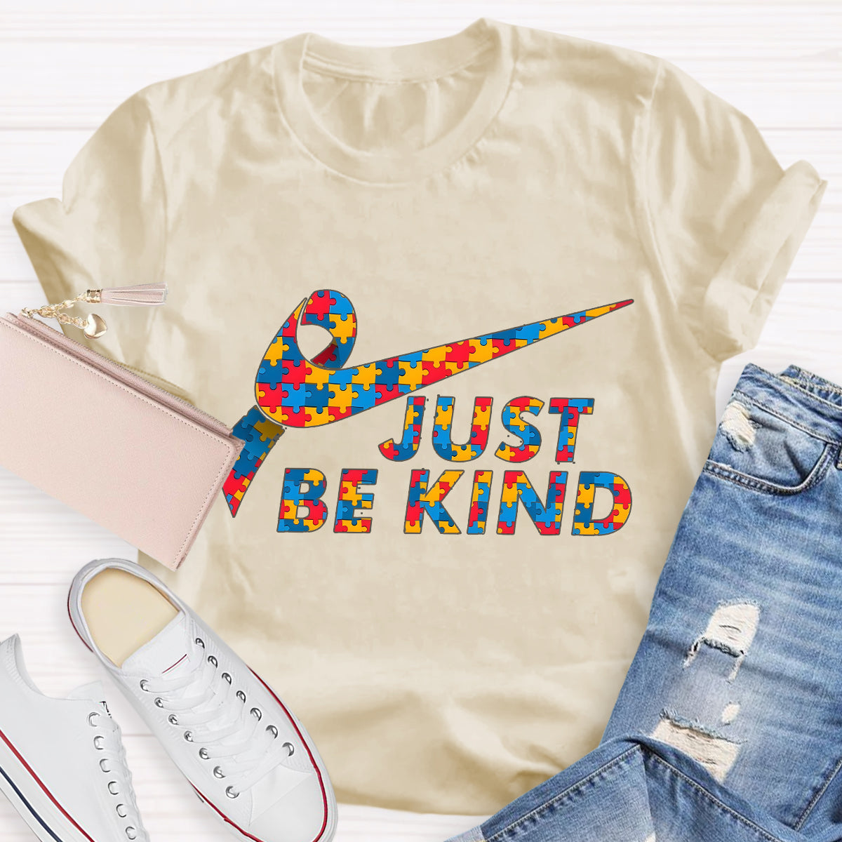 Just Be Kind Color Puzzle  Teacher T-Shirt