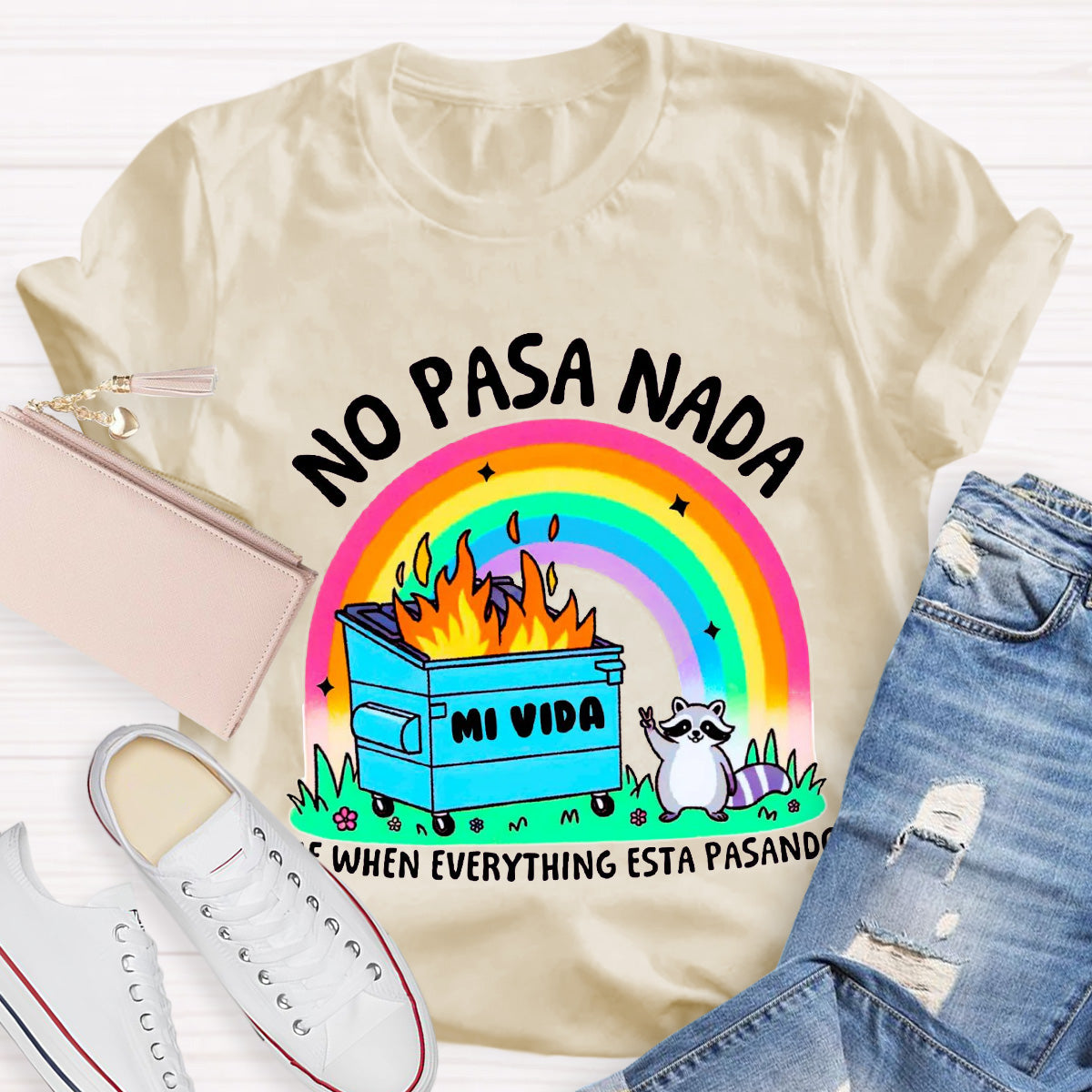 No Pasa Nada Rainbow Teacher T-Shirt