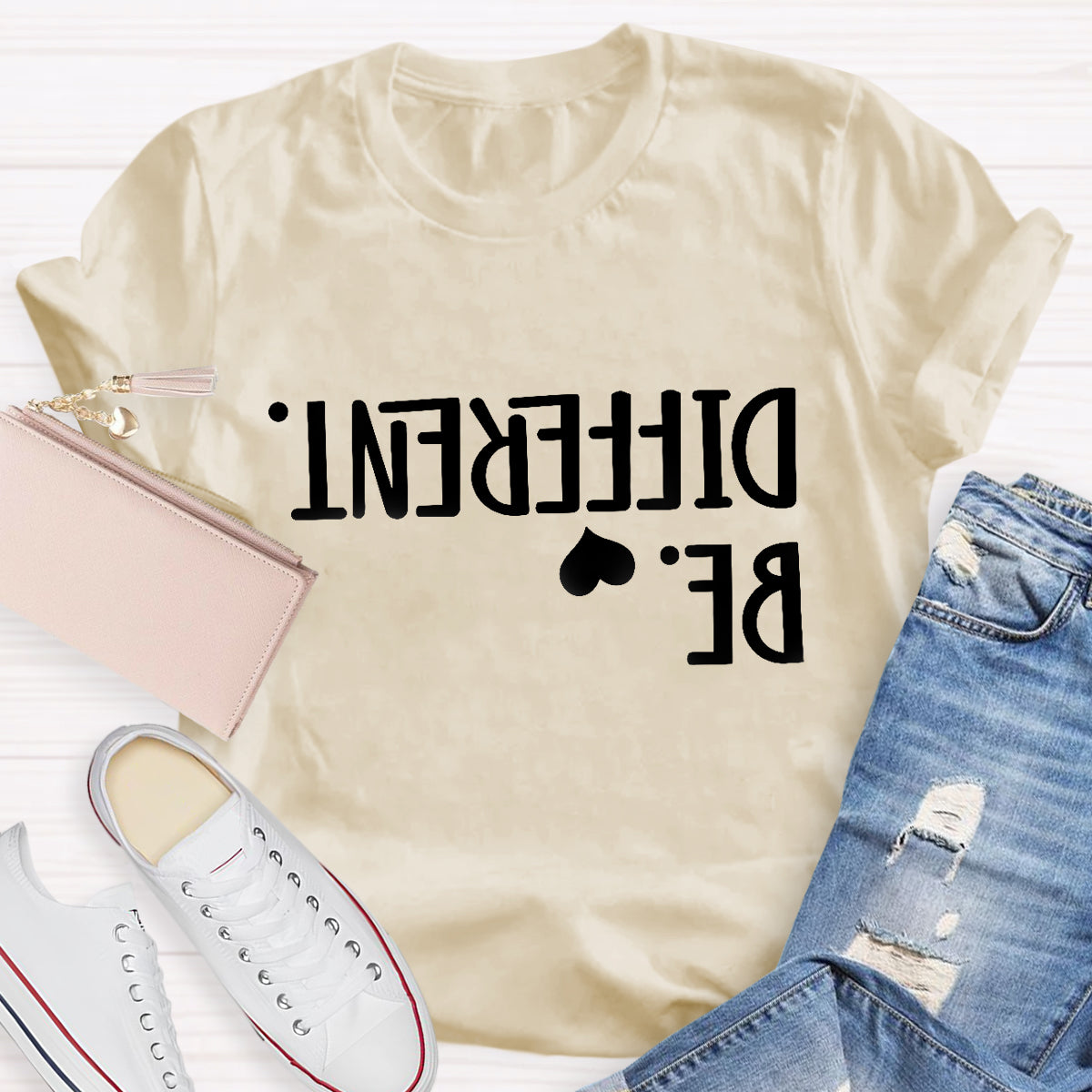 Be Different Text Reflection T-Shirt