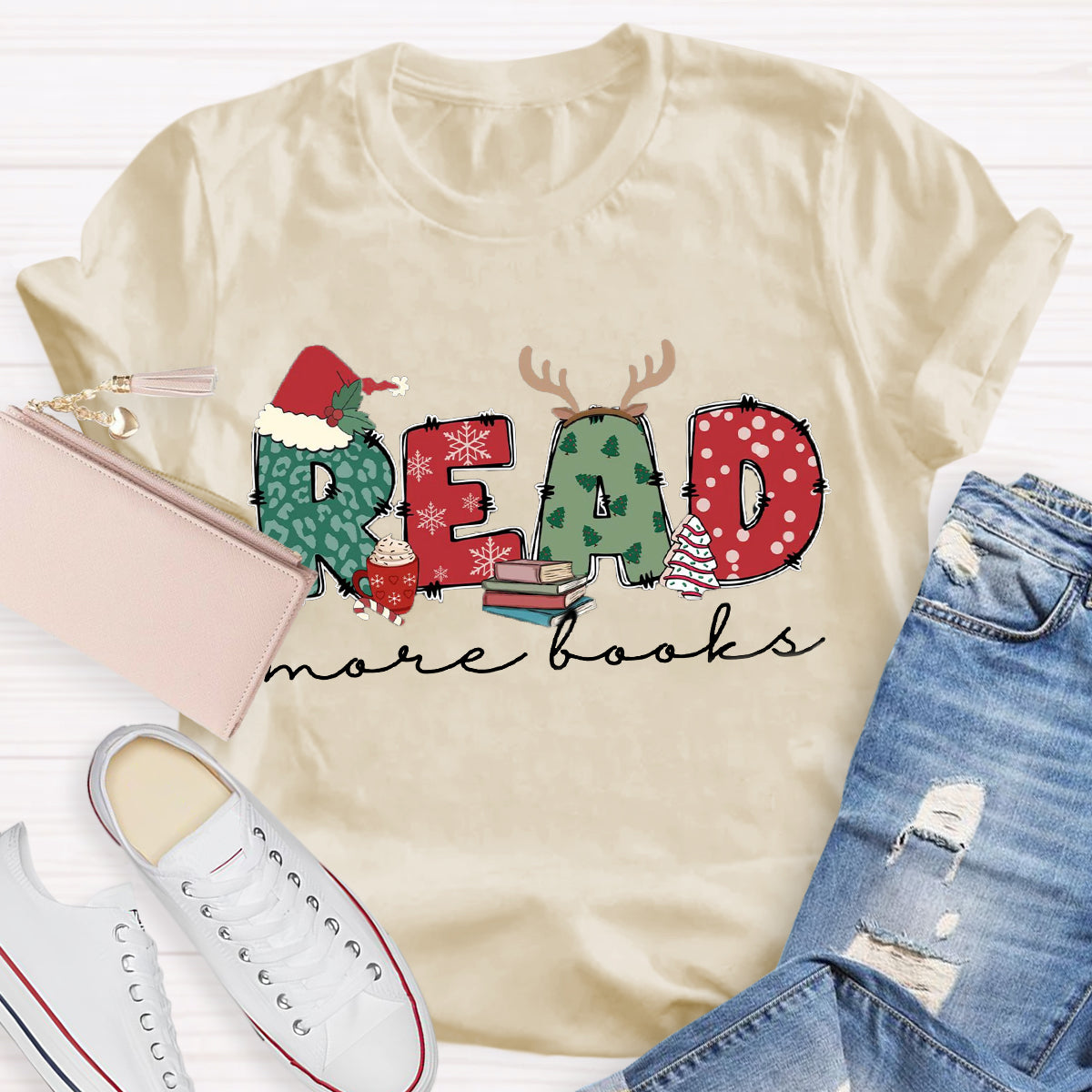 Read More Books Christmas Teacher T-Shirt
