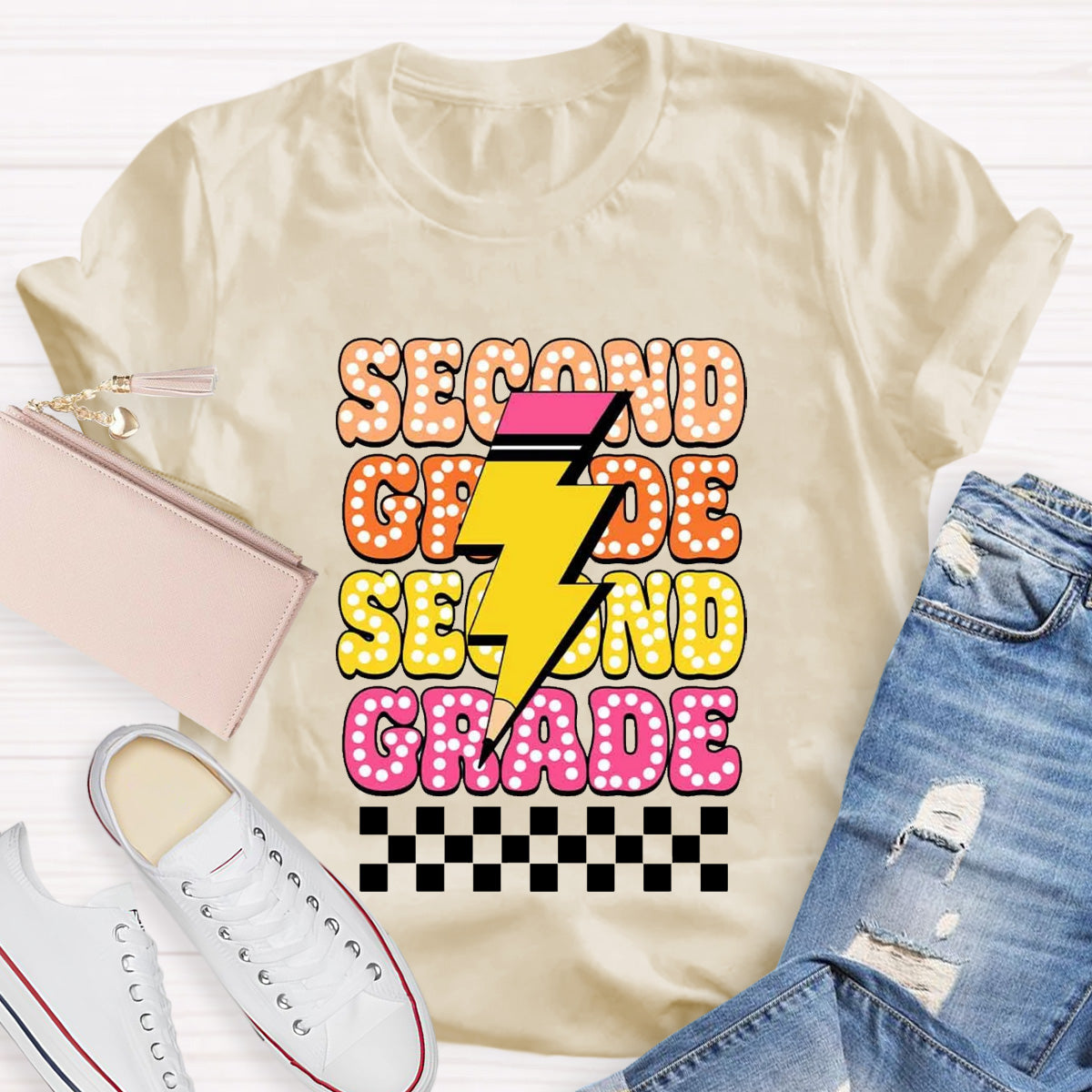 Personalized Grade Pencil Teacher Second Grade T-Shirt