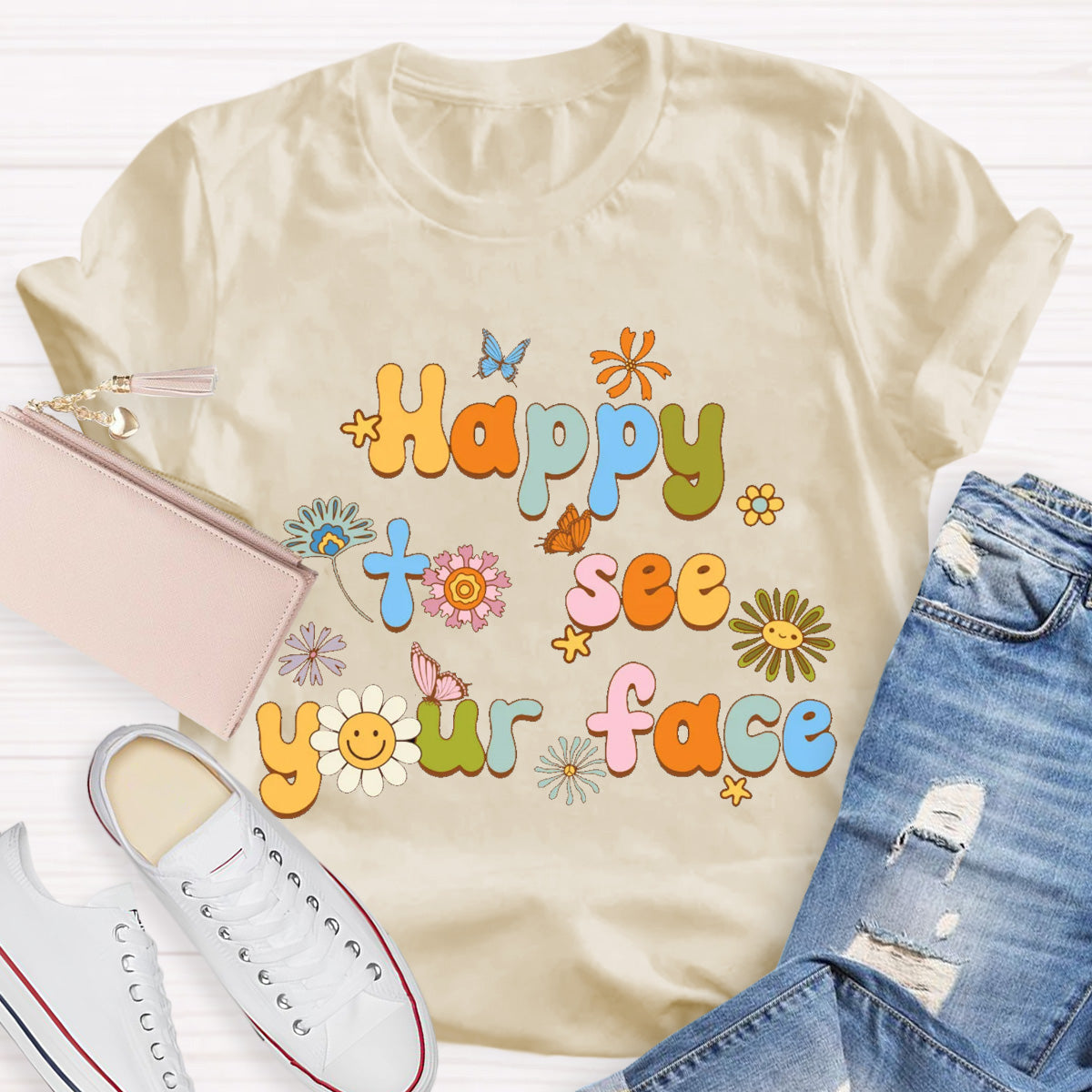 Happy To See Your Face Back To School Floral T-Shirt