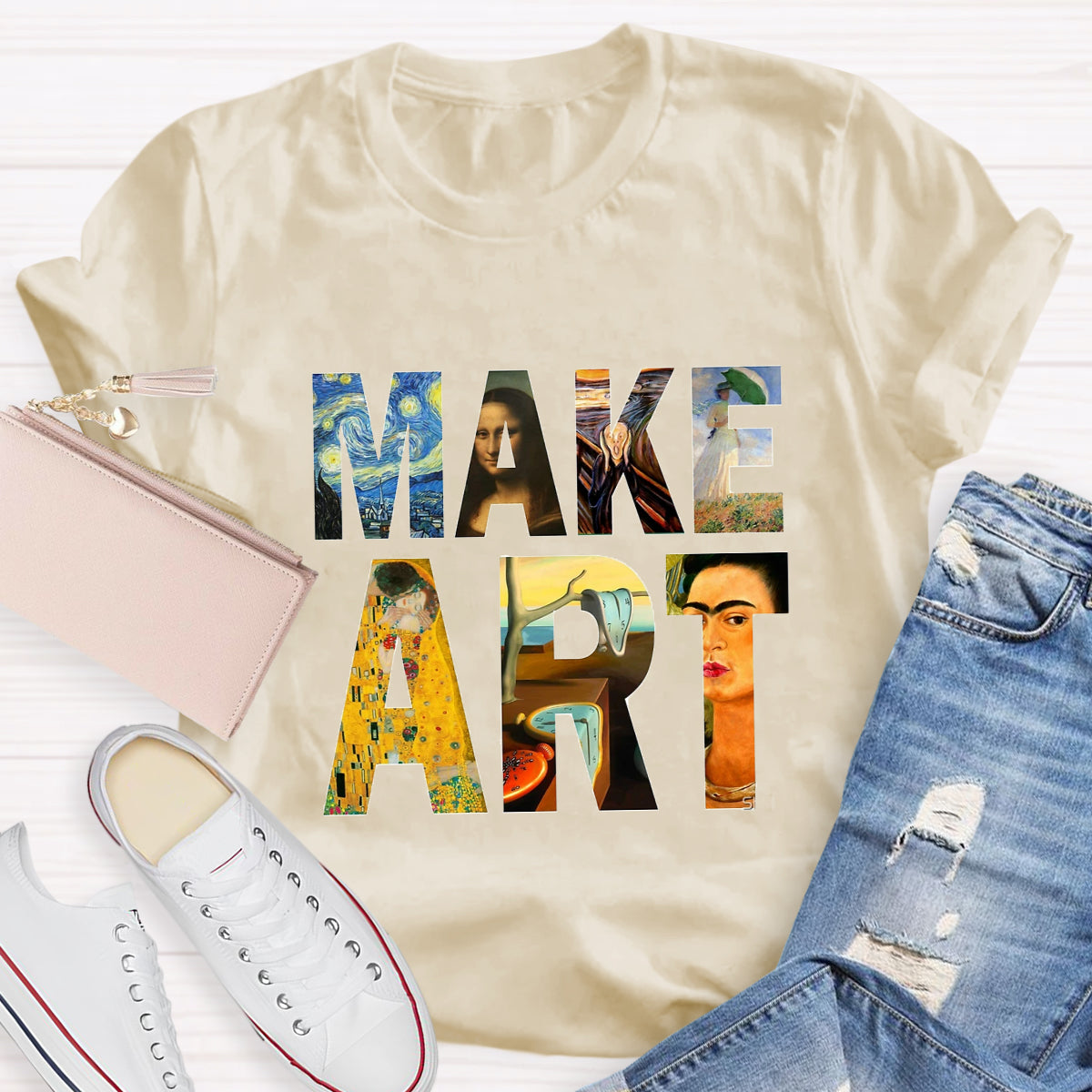 Make Art Printed Teacher T-Shirt