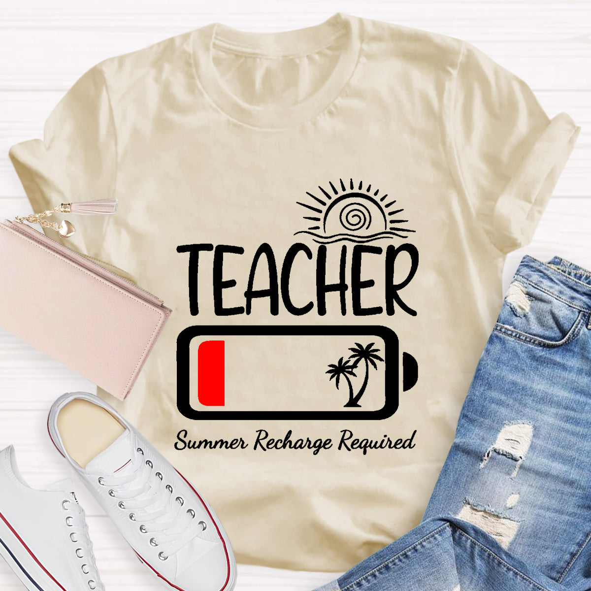 Summer Recharge Required Teacher T-Shirt