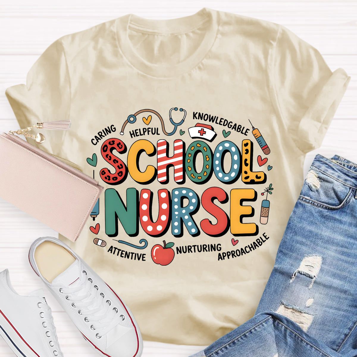 School Nurse Caring Helpful T-Shirt