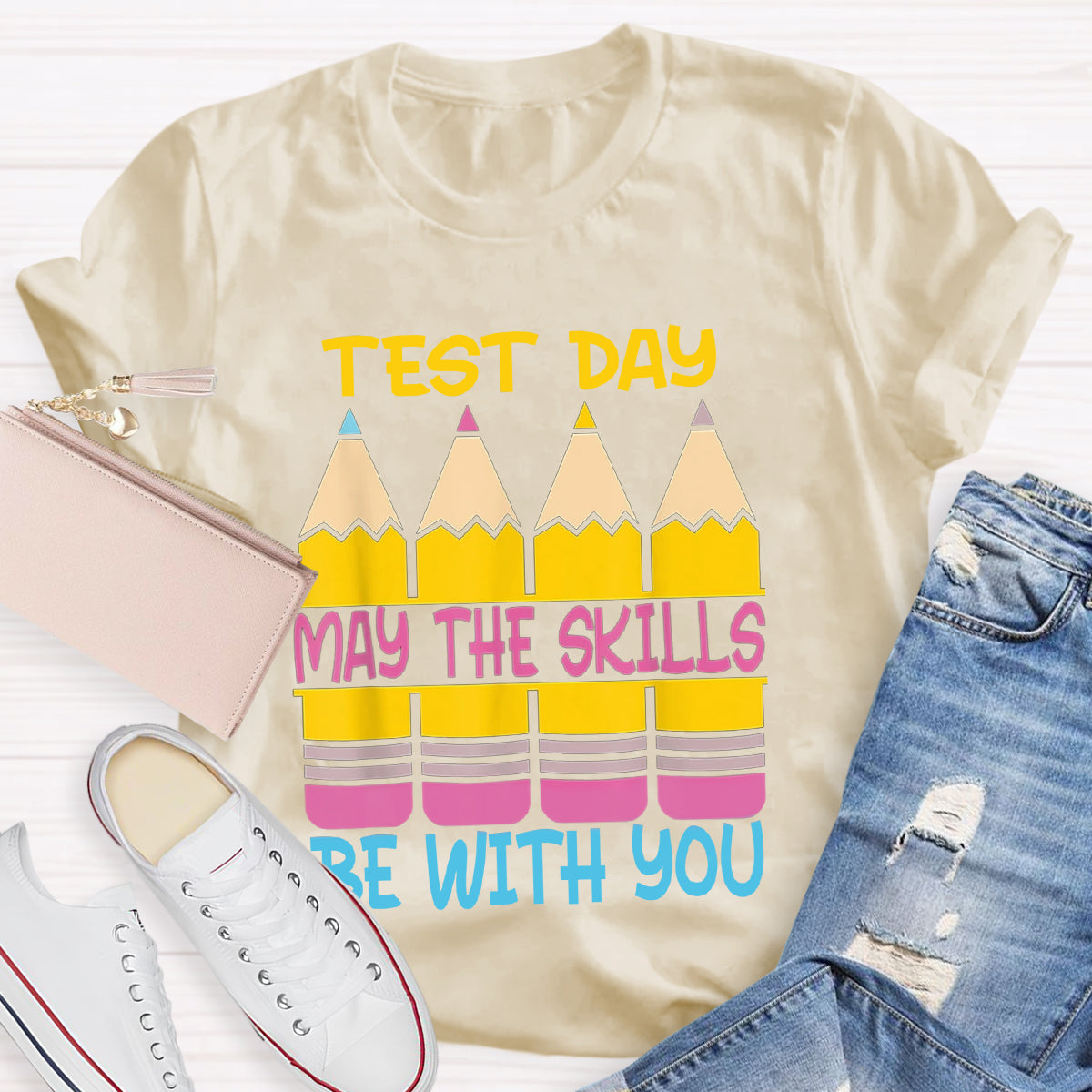 Test Day May The Skills Be With You Teacher T-Shirt