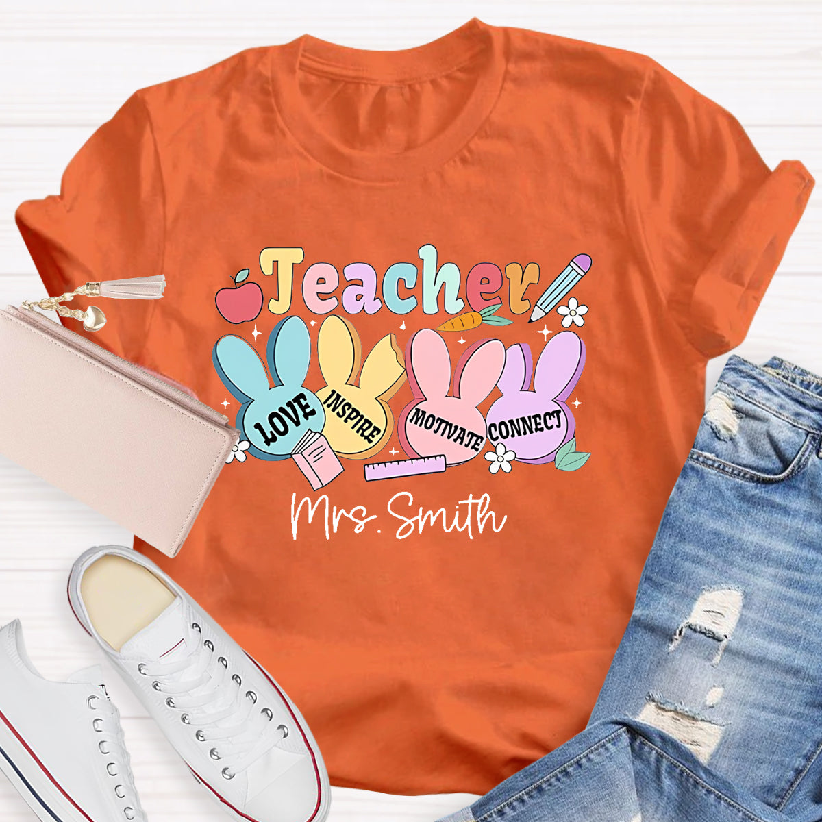 Personalized Name Teacher Love Inspire T-Shirt