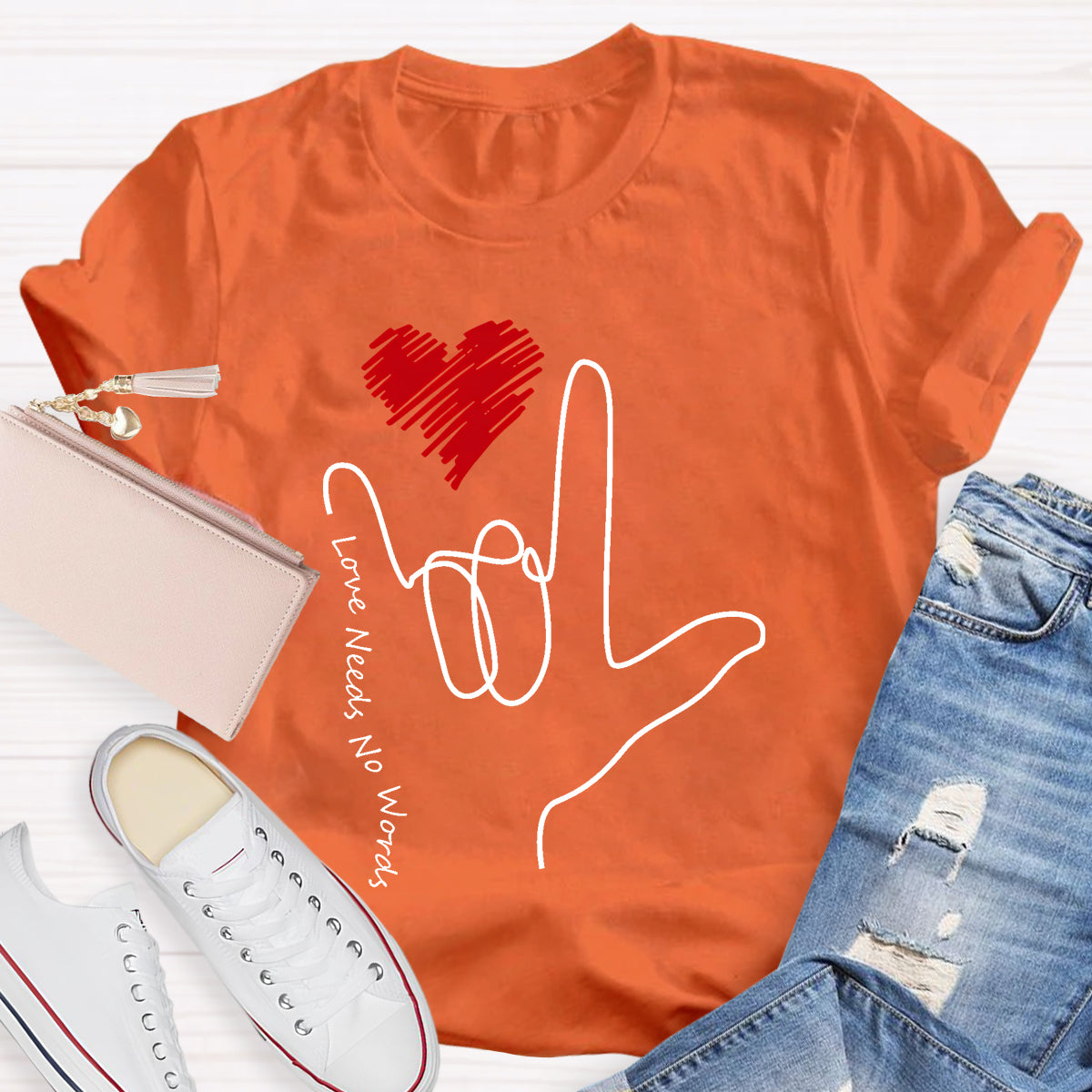 Love Need No Words Sign Language Love T-Shirt