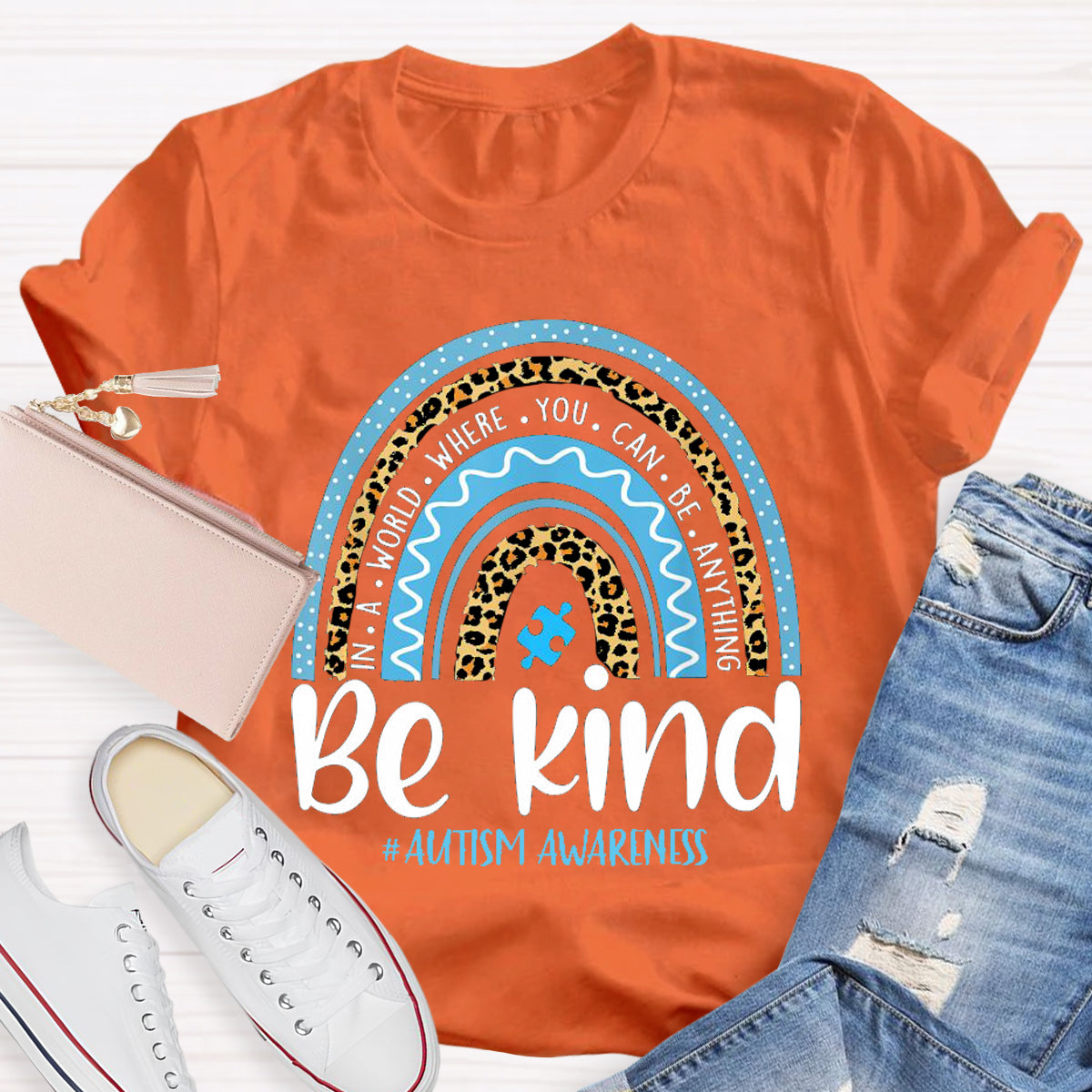 Be Kind Blue Rainbow Teacher T-Shirt