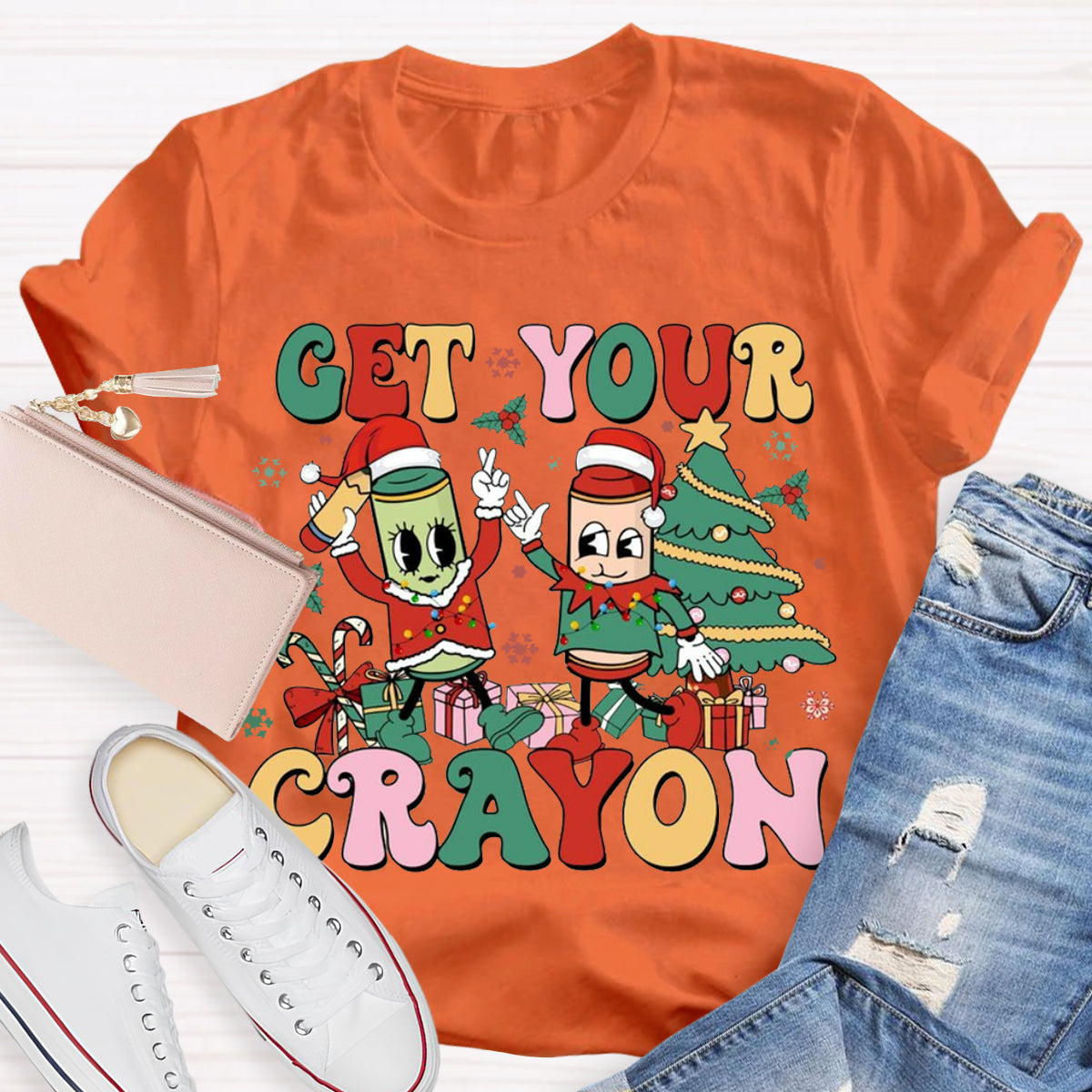 Christmas Get Your Crayon Art Teacher T-Shirt
