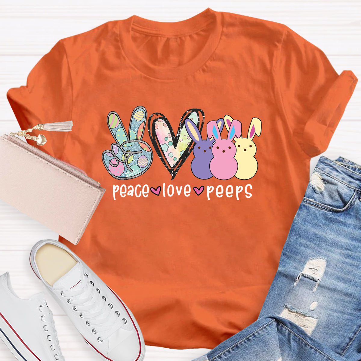 Peace Love Peeps Easter Heart T-Shirt
