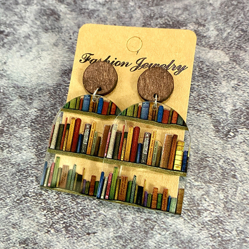 Interlocking Bookshelf Acrylic Earrings