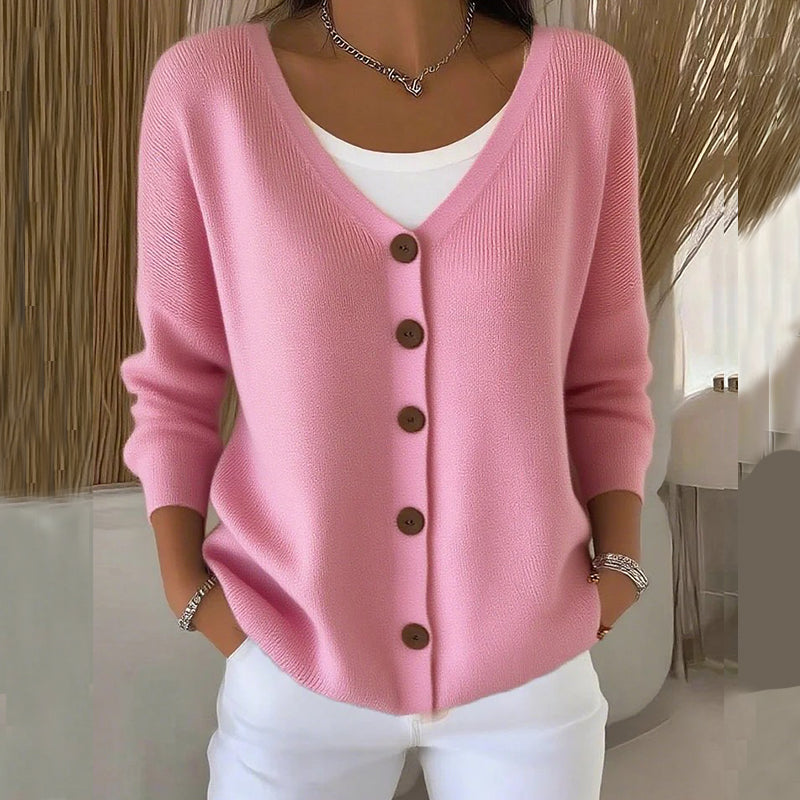 Solid Color Knit Button Cardigan Sweater