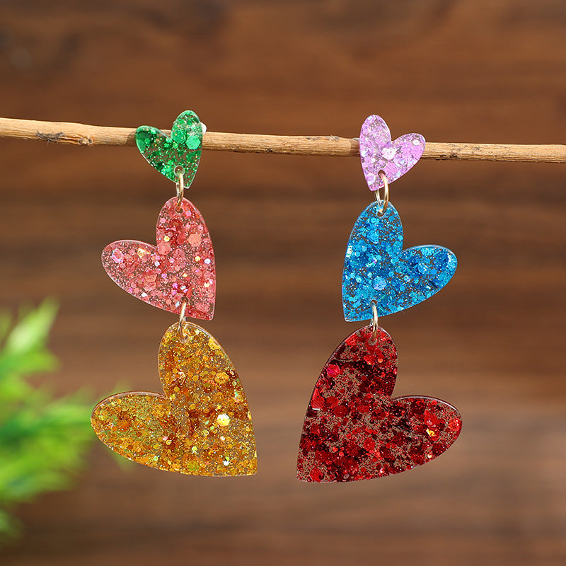 Valentine’s Day Gradient Sequin Heart Earrings