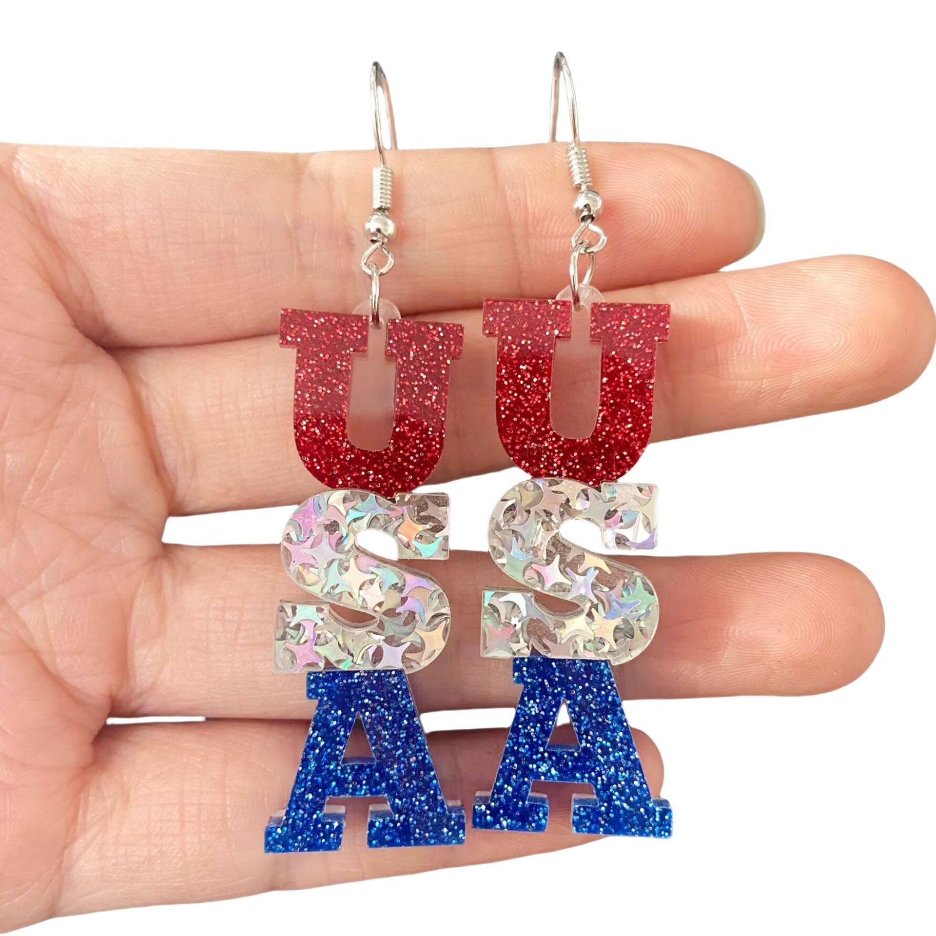 Independence Day Striped Heart Earrings
