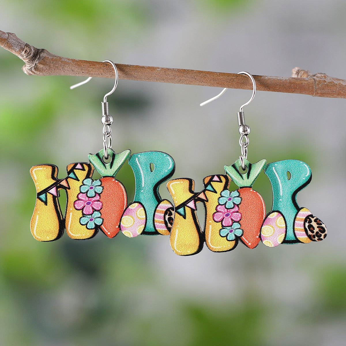 Easter Bunny Dwarf Carrot Easter Egg Heart Earrings