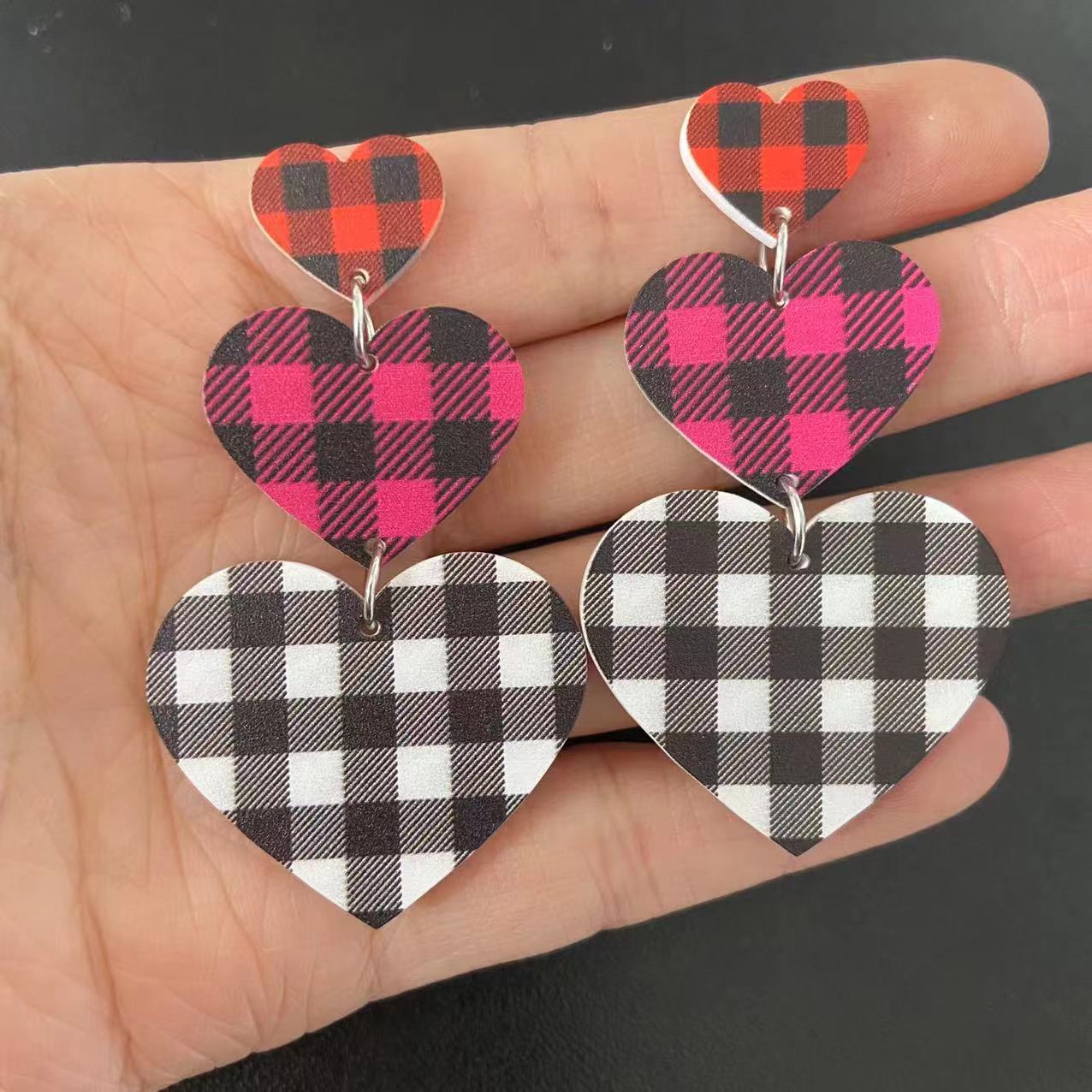 Asymmetrical Leopard Print Checkered Cow Print Earrings
