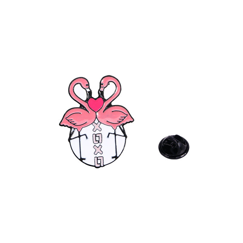 Pink Hot Air Balloon Flamingo Cat And Dog Brooch