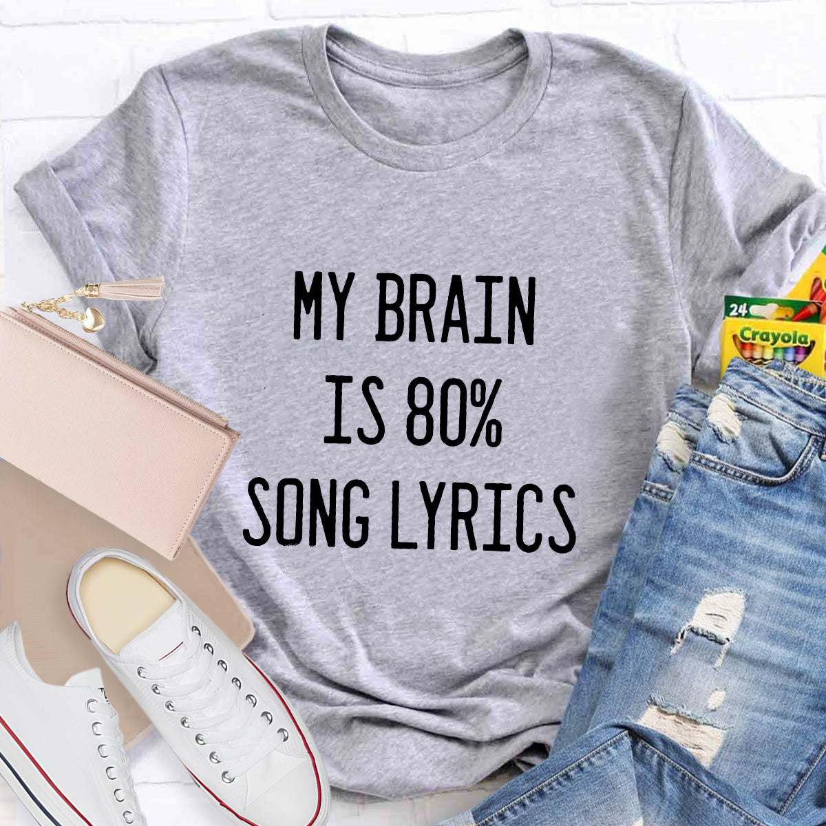 My Brain Is Eighty Percent Song Lyrics Teacher T-Shirt