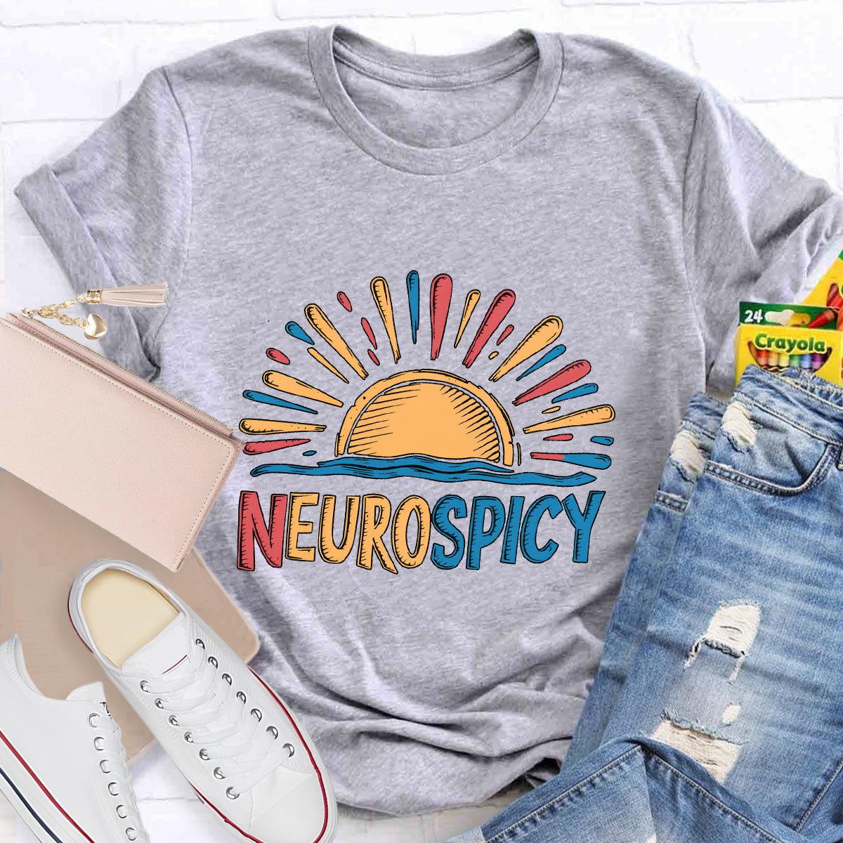Rainbow Positive Autism Teacher T-Shirt