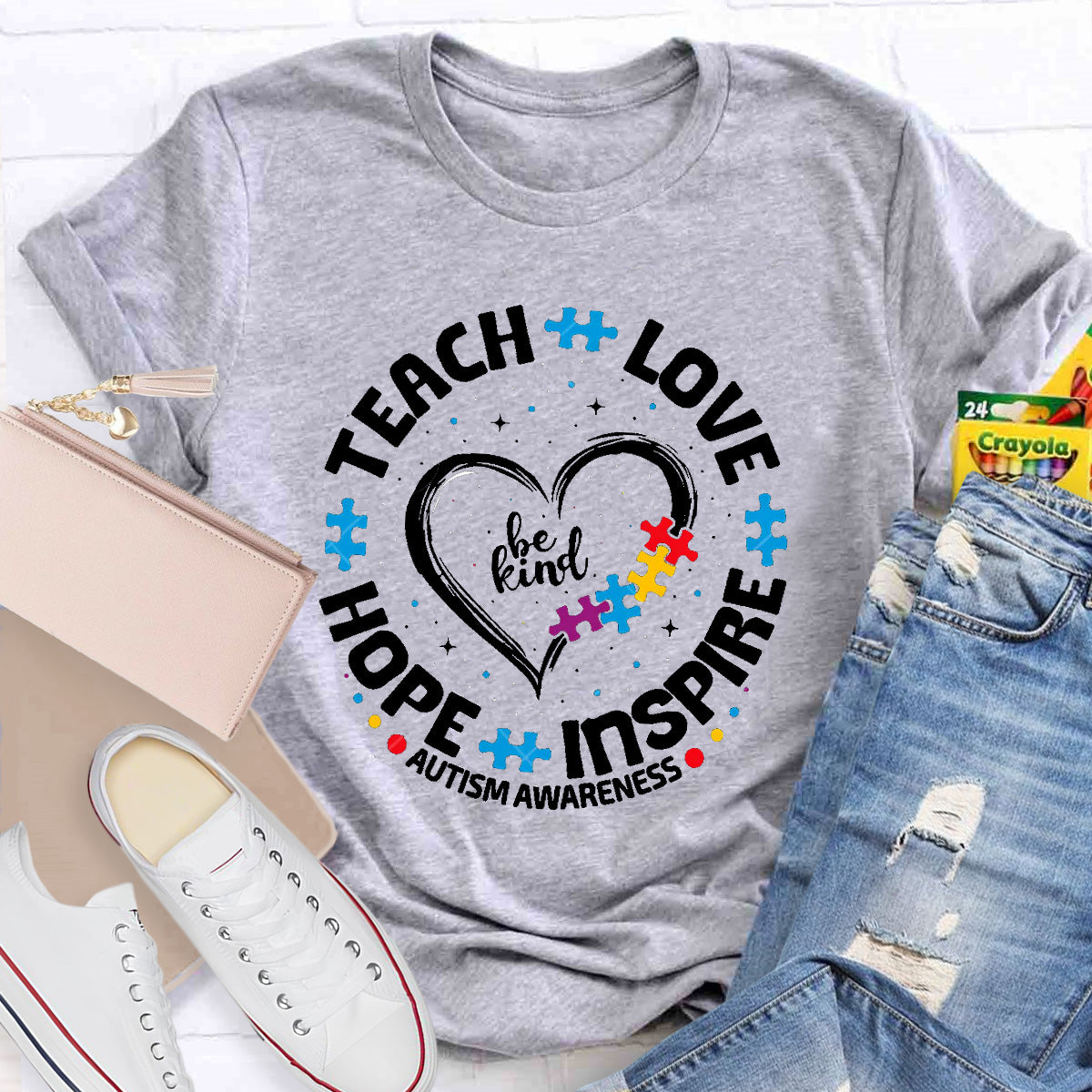 Be Kind Teach Love Hope Heart Teacher T-Shirt