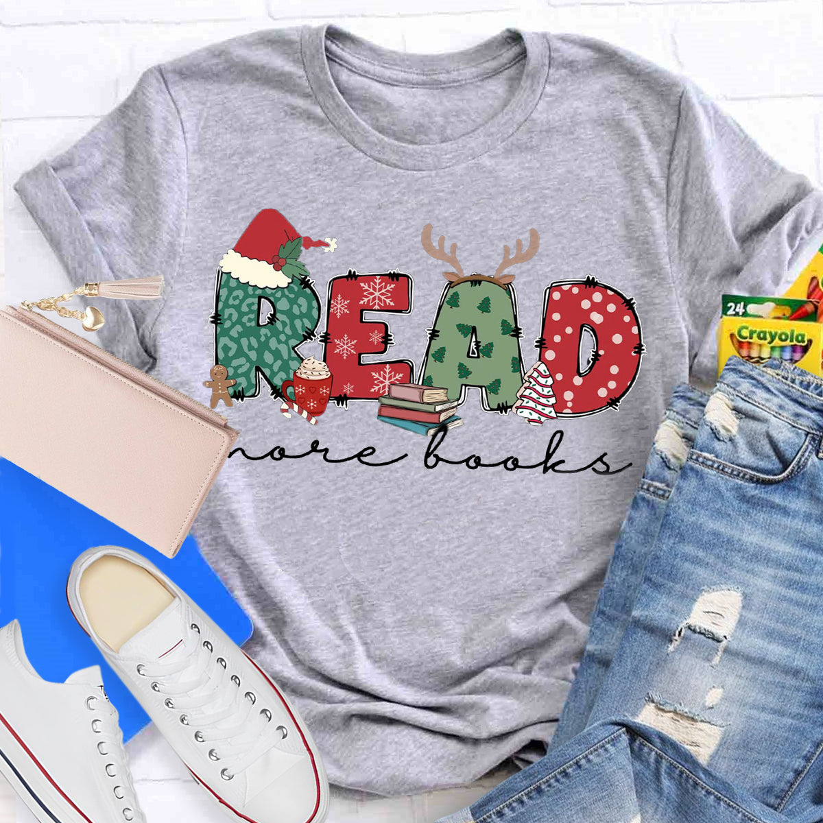 Read More Books Christmas Teacher T-Shirt