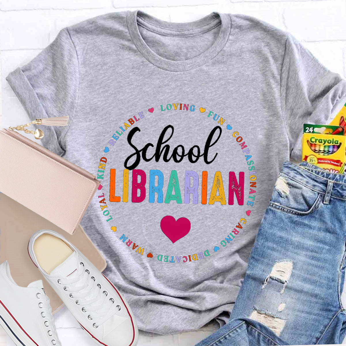School Librarian Loving Fun Compassionate Teacher T-Shirt