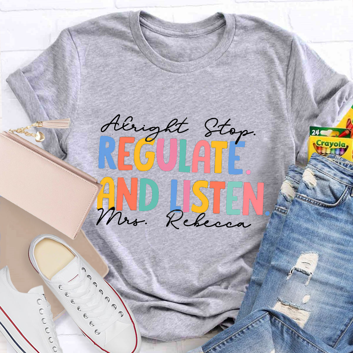 Personalized Name Regulate And Listen Teacher T-Shirt
