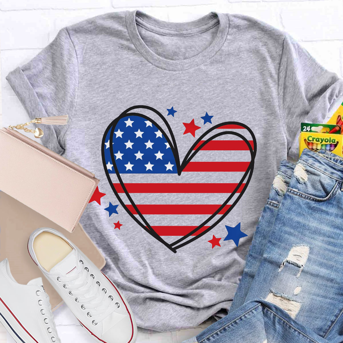 Love Heart USA Teacher T-Shirt