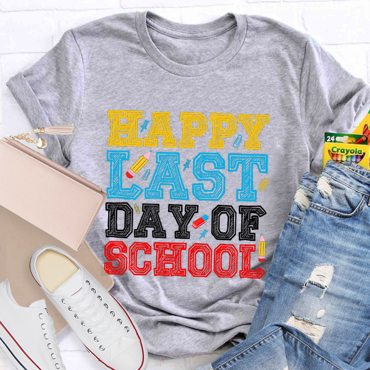 Happy Last Day Of School Pencil Teacher T-Shirt