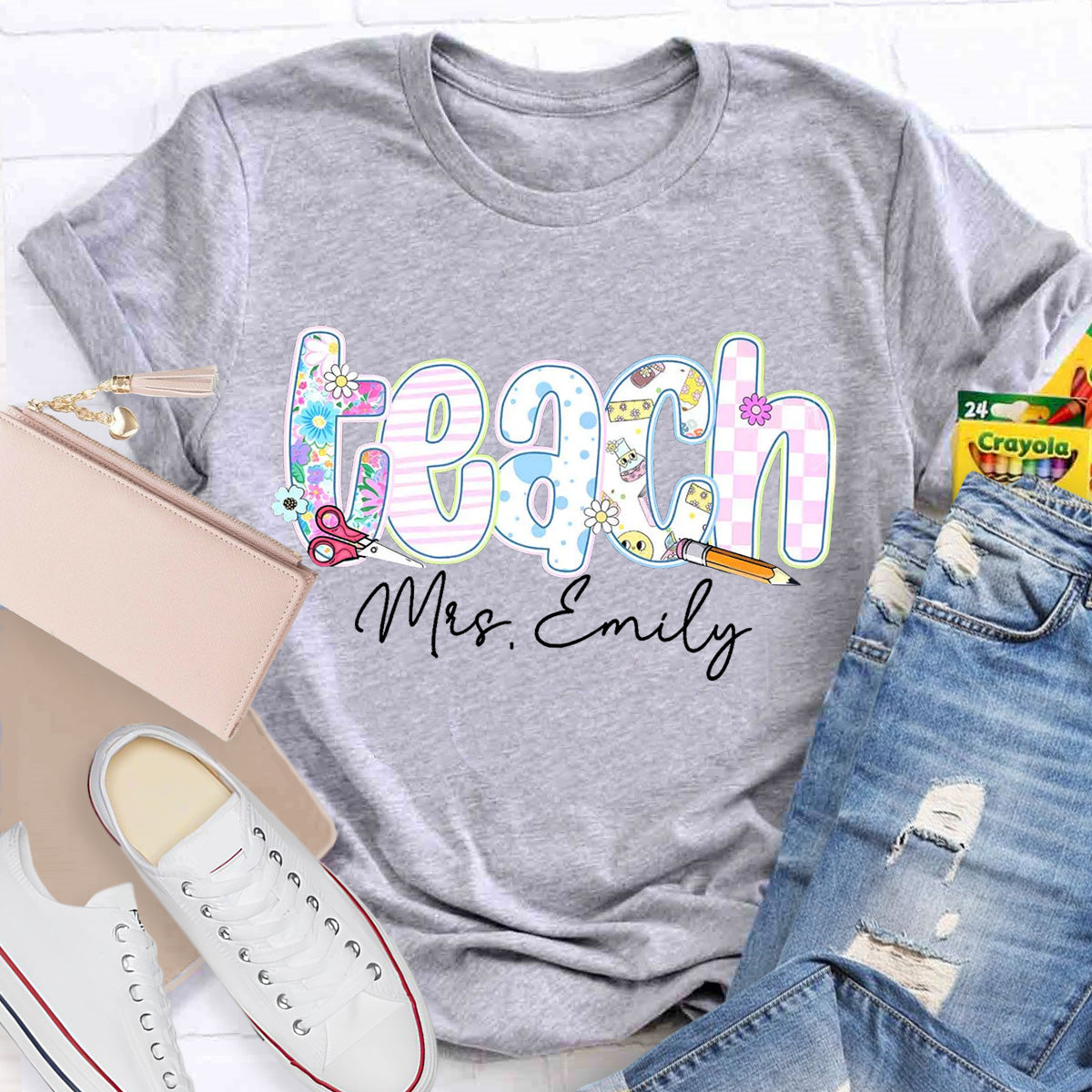 Personalized Name Floral Teacher Training Aid T-Shirt