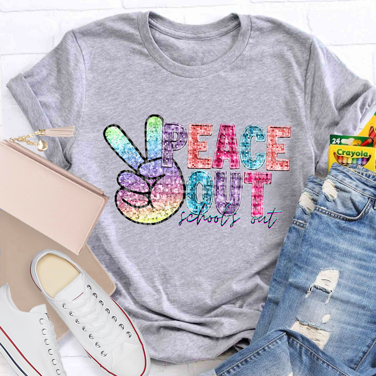 Peace Out Last Day Of School Teacher T-Shirt