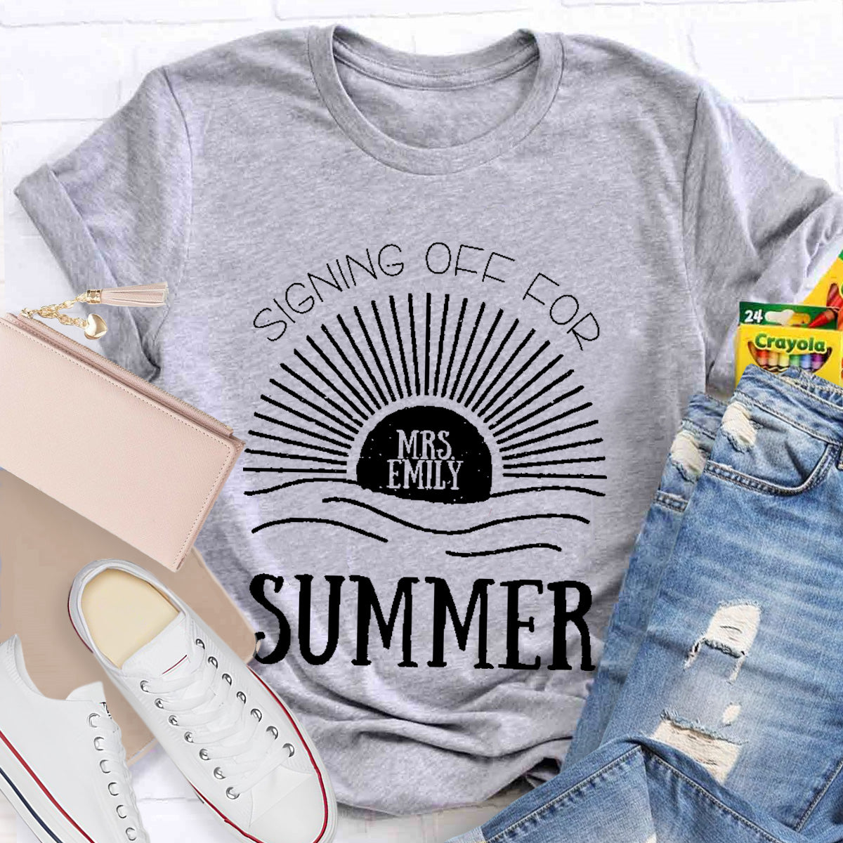 Personalized Name Signing Off For Teacher T-Shirt