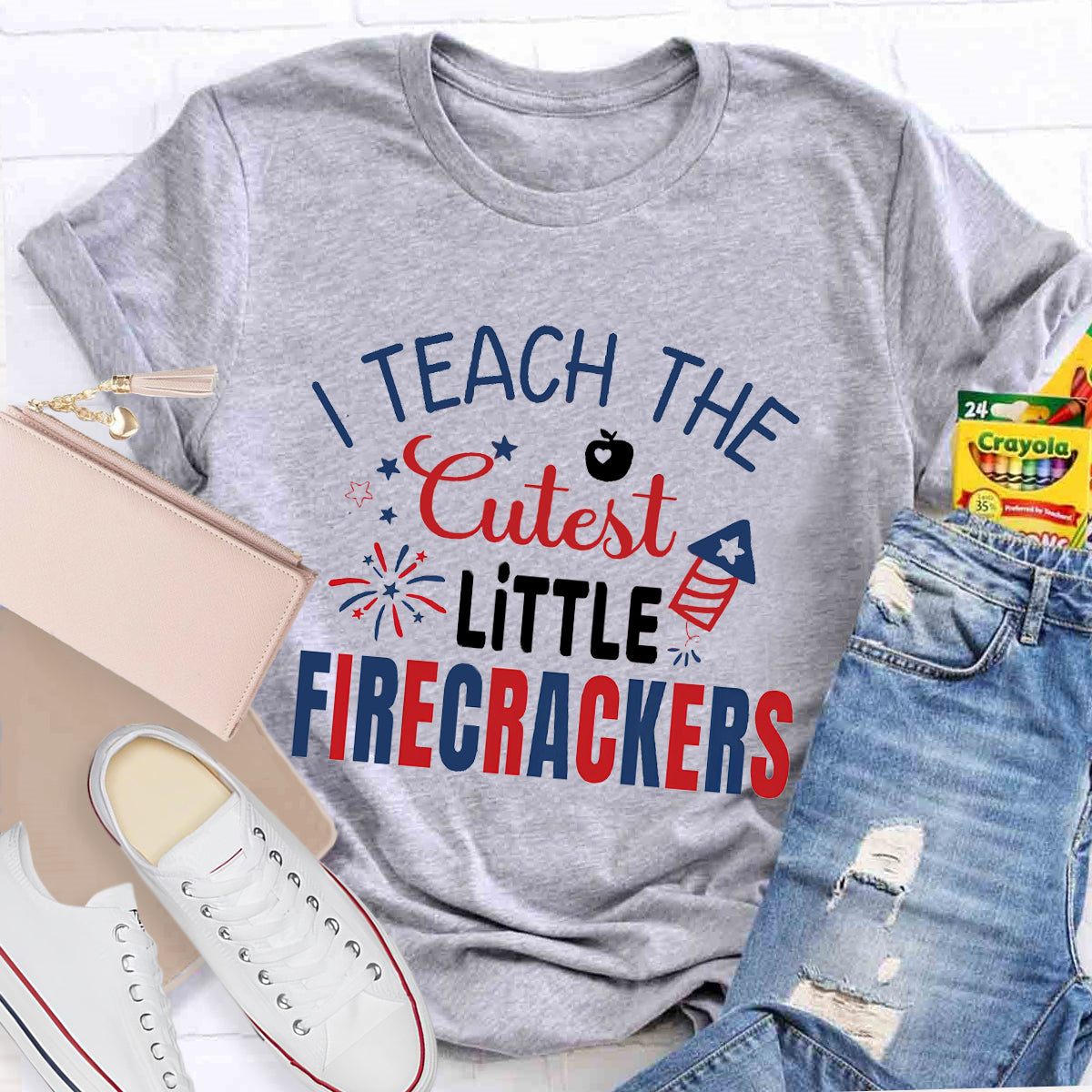 I Teach The Cutest Little Firecrackers Teacher T-Shirt